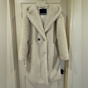 Lucky brand hoodied teddy long coat